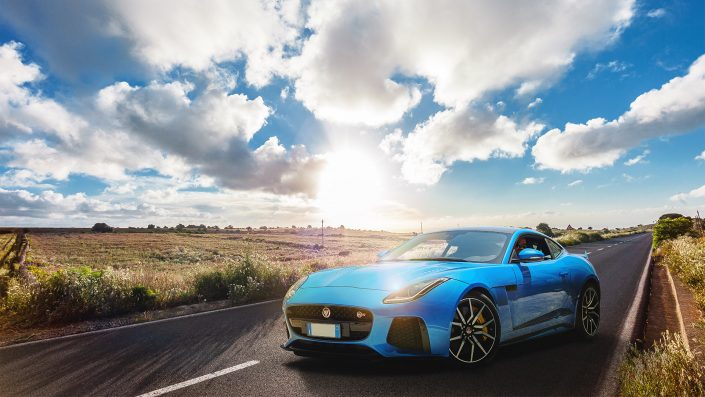 Jaguar F-Type Compositing on a Sicilian countryside landscape